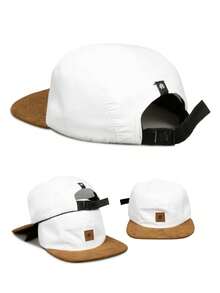 ANTH CO Original Five 5 Panel Cap - White Suede: Anth Co Straight Brim Adjustable Ribbon Lightweight Maximum Comfort Super Quality - Blanco - Ver 4