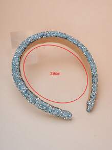 1pc Girls' Pink Crystal Headband, Fashionable Thick & Wide Headband Suitable For Daily Wear And Gatherings