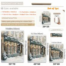 1 pezzo, Tela con cornice, Stampa artistica di una libreria invernale a New York, Stampe per angolo lettura, Decorazioni natalizie per amanti dei libri, Regali per amanti dei libri, Stampe di librerie, Per decorazioni natalizie, Decorazioni per camera da letto, Decorazioni per bagno, Decorazioni per sala da pranzo, Decorazioni per cucina, Decorazioni per soggiorno, Decorazioni per ufficio, Decorazioni natalizie per la casa - Multicolore - Visualizzare 3