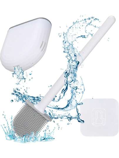 Cepillo de baño de silicona, cepillo de baño con soporte de secado rápido, cepillo de baño de mango largo desmontable, cepillo de baño montado en la pared/piso para el baño