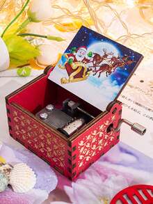 1 pieza Caja de música con cascabeles navideños, adorno de madera con campanas, decoración de Santa Claus viene a la ciudad, adecuado para Navidad, regalos festivos, decoración del hogar - Multicolor - Ver 41