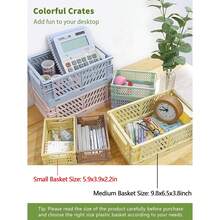 Plastic Foldable Storage Box, Foldable Basket, Stackable Cute Makeup, Jewelry, Toy Storage Box, Portable Plastic Stackable Foldable Stationery Storage Box, Minimalist Cute Student Office Desk Organizer - Multicolor - View 11