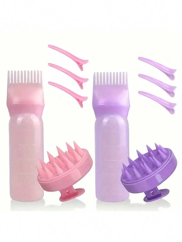 5 stuks hoofdhuidmassageborstel, wortelkam, haarverf applicatorfles, haarstylingclips, geschikt voor alle haartypen, haarborstel, kam, haartools, haarproducten en accessoires voor kapperssalons, schoonheidsproducten en reisbenodigdheden