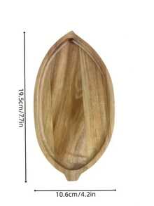 Leaf-Shaped Wooden Tray, Acacia Wood. Suitable For Decoration, Kitchen Placement, Multipurpose Use - Yellow - View 15