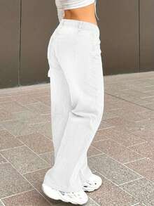 Chicsale Ladies Fashion Jeans, High Waist Sexy Loose Straight Jeans, Ladies - 白色 - 查看 3