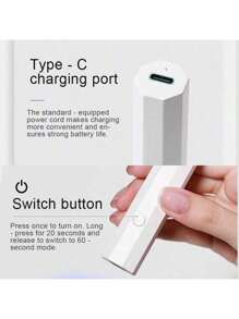 便携式USB充电指甲油灯 - 100mAh锂电池供电，配备快速固化LED烘干器，具有20秒/60秒定时功能。紧凑设计，适合家庭和专业人士使用。粉色和白色可选。无线迷你UV指甲油灯，适用于凝胶指甲。 - 彩色 - 查看 9