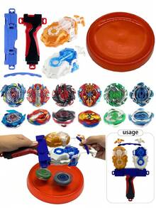 Zestaw 11 zabawek w postaci wirującego bączka z wielokolorowymi uchwytami i wyrzutnią, odpowiedni do walki, różne style, prezent świąteczny