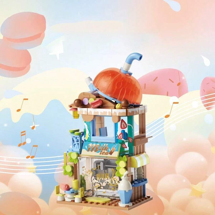 Miniso Set de bloques de construcción de la tienda de té con leche ultra satisfactoria de MINISO, que restaura exquisitamente la escena de una tienda de té con leche, con ricos detalles que muestran el proceso de elaboración del té con leche, siente la cultura de las bebidas durante el ensamblaje, adecuado para la colección personal o como regalo (1 pieza)