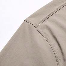 Men's Shirt With Multiple Pockets, Quick-Drying And Breathable, Suitable For Outdoor Hiking And Mountaineering; Simple Solid-Color Men's Shirts, Suitable For Spring, Summer, And Autumn Wear. - Màu be - Xem 5