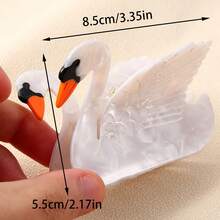 1pc Elegant Swan Hair Claw Clip - Acetate Non-Slip Hair Clip With Intricate Feather Design, Oval Shape For Secure Hold, Mother's Day Gift For Women, Hair Accessory | Glossy Finish Clip | Sleek Hair Styling - 白色 - 查看 4