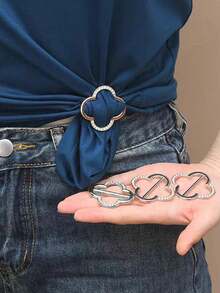 3PCS Ladies' Shirt Tie Clip, Women's Scarf Buckle, Belt Buckle, Fashionable Metal Clothing, Ring Accessories, Suitable For T-Shirts (2 Gold And 1 Silver) For Dress