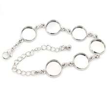 2 chiếc 12mm Kích thước bên trong 6-Cabochon Khay đế trống Khung vòng tay Phụ kiện làm đồ trang sức DIY - Giá đỡ vòng tay bằng đá quý - Xem 6