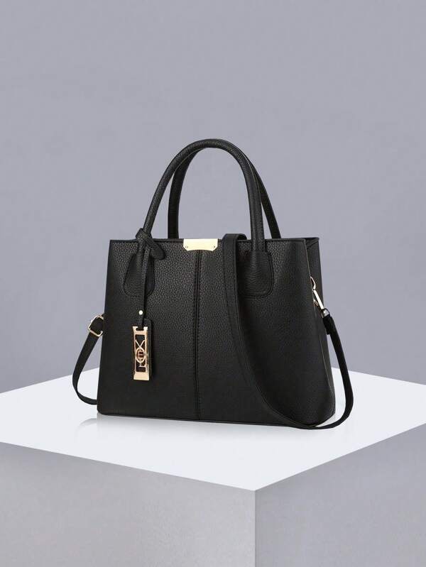 Minimalist Solid Color Women Handbag, Elegant Ladies Dual Handle Shoulder Tote Bag, Fashion Female Work Bag Crossbody Commuter Bag, Pendant Decor Classic Top Handle Shoulder Bag, Mother's Day Gift Suitable For Business Trip/Commute/Work/Office