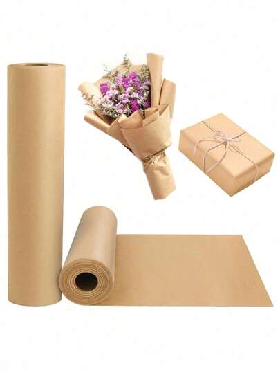 1 Roll - Solid Color Gift Wrapping Paper, Brown Leather Paper, Brown Kraft Paper Roll 11.8"X394", Birthday Gift Decorative Paper, Home Party Gift Wrapping Paper, Wedding Packaging Paper, Thin Paper, Bouquet Supplies, Gift Wrapping Paper, Flower Wrapping Paper, Poster Board Paper, Craft Art Paper, Valentine's Day Gift Wrapping Paper, New Year Decoration