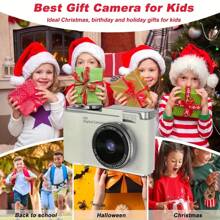 Kids Camera, Rechargeable Kids Camera Digital Camera, For 6-12 Years Old Girls Birthday Christmas Kids Toys Gifts Selfie Children Camera, 1080P HD Screen