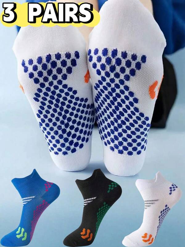3 Pairs Men's Sports Socks - Thin Compression Basketball Outdoor Running Socks, Men's Casual Comfortable Short Socks