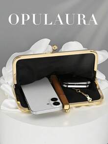 OpulAura 女士优雅迷人花瓣宴会手拿包，褶边设计晚礼服手提包，适合婚礼/度假/正式派对/舞会，配有链式肩带，花瓣形状随机 - 白色 - 查看 4