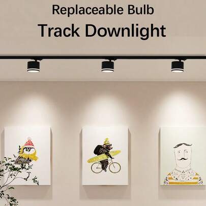 GX53 Track Lighting Fixture, Ceiling Mounted Adjustable Spotlight, 180° Rotatable, Black/White Metal Aluminum + PC, AC85-265V, Suitable For Bedroom/Study/Living Room/Closet/Display Cabinet/Showroom/Store/Gallery/Corridor/Dining Room/Clothing Store/Bar (Track Rail And Connecting Accessories Included In The Set)