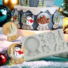 1 Stück Weihnachtsschneemann Abzeichen Dekorations-Formform, DIY Räucherstäbchen/Handwerk/Party Dekorations Aufkleber Silikon Formform, einfach zu entformen