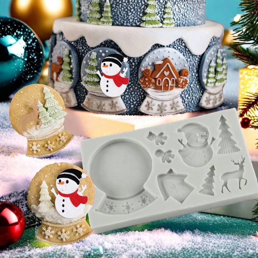 1 Stück Weihnachtsschneemann Abzeichen Dekorations-Formform, DIY Räucherstäbchen/Handwerk/Party Dekorations Aufkleber Silikon Formform, einfach zu entformen