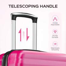 Luggage Set 3 Piece Suitcase Sets With Spinner Wheel, ABS Hardside Travel Laggage Travel Suitcase Suitcases Suit Case Durable Travel Luggage,Combination Lock, 360° Smooth-Rolling Wheels, Large Capacity For Travel, Ideal For School/College/Office Use, Suitable For Boys/Girls/Women/Man, Perfect For Trips & Daily Needs - 玫瑰紅 - 查看 5