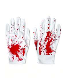 2pcs/Pair Halloween Party Decoration Gloves, Horror Bloody Gloves, Character Role Play Props With Printed Blood, Halloween Horror Atmosphere Decoration, Bloody Gloves, Festival Costume Party Accessories