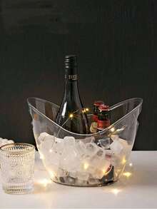 2/3 件装亚克力酒桶带冰勺套装，透明冰桶，户外野餐冰桶，香槟，啤酒便携式水果储物篮，适用于酒吧、厨房、晚宴，户外、露营、鸡尾酒吧配件，适合香槟或啤酒瓶 - 無色 - 查看 11