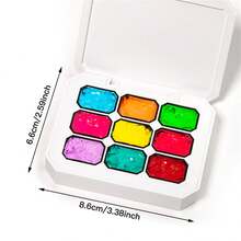 MEET ACROSS 9 Colors Nail Polish Set With 3 Painting Brushes, 8 Sponge Blocks, Neon Gradient Dip Powder, Suitable For Tie Dye Nails, Nail Art Design And Nail Salons - 彩色 - 查看 9