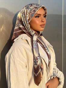 1 pezzo Foulard quadrato stampato semplice da donna di 90 cm, sciarpa in seta di moda, può essere usato come cintura, accessorio, nastro, fascia per capelli, lega per capelli, ottimo per accessoriare