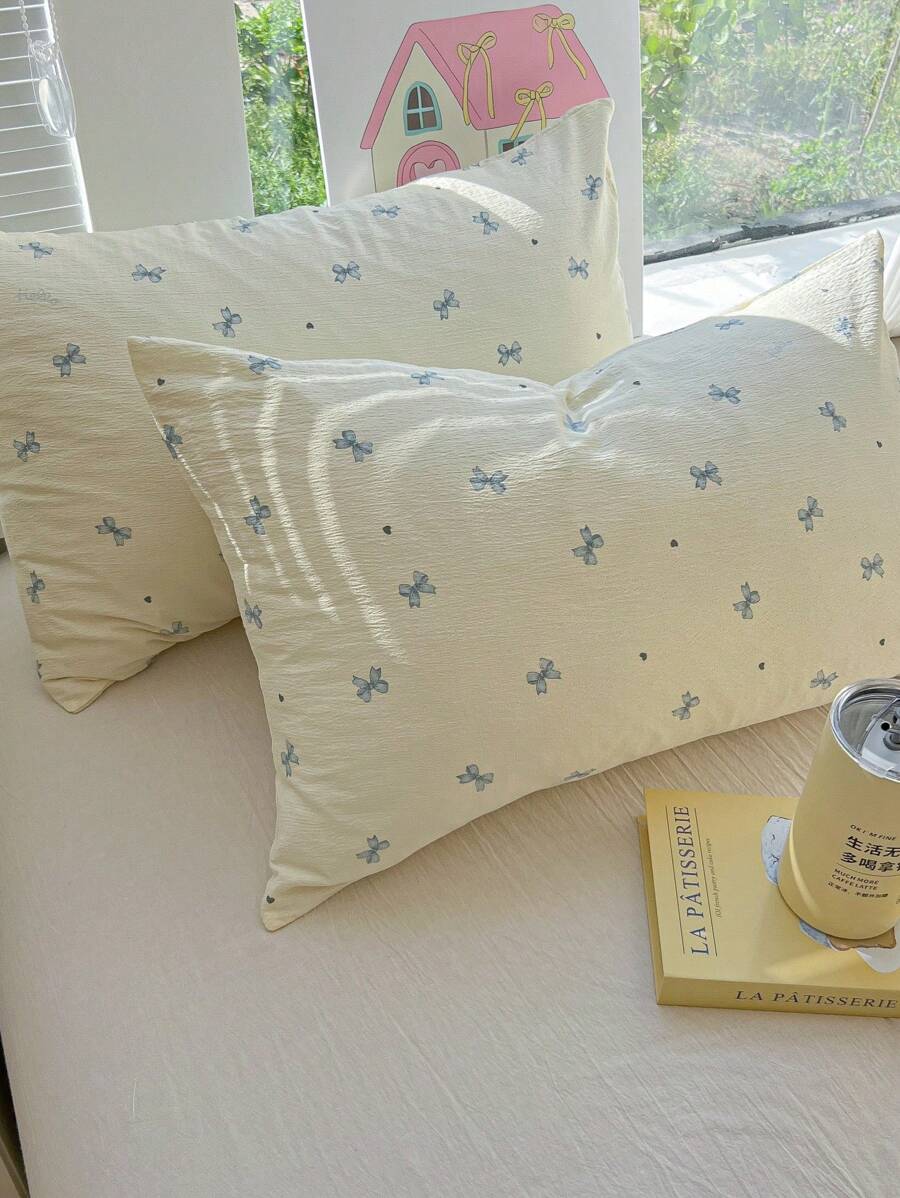 2pcs Polyester Floral Print Breathable Washable Pillow Case Set, Dorm Bedding Decor For Boys And Girls (Inner Pillow Not Included)