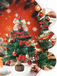 1 buc mini brad de Crăciun stea brad vârf incasabil glob de Crăciun artificial cap de flori de Crăciun fundă decorare desktop Crăciun birou bucătărie living acasă petrecere de sărbători decorare acasă decorațiuni de Crăciun decor cameră de iarnă