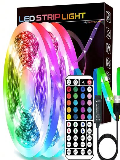3 英尺-100 英尺 LED 灯带，带 44 键遥控器，使用灵活，颜色闪烁速度可调，6 种 DIY 模式，安装非常简单，适用于卧室、天花板、派对氛围灯、节日氛围灯、节日礼物