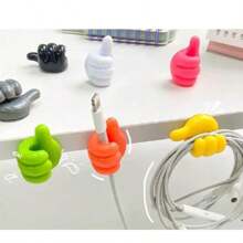 10-Pack Cartoon Hand-Shaped Adhesive Cable Clips, Silicone Charger Cord Organizer, Phone & Data Line Management Hooks, Multi-Purpose Cable Holder, No Battery Required, Non-Electric Cable Tidy Accessories