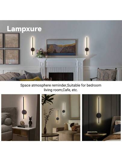 USB Rechargeable Wand Verlichting Black/Gold, 50/80cm, Touch Switch, Remote Control, Dimmable, Timer Infrared Sensor, No Wiring, Aluminum Lampshade, Battery Ideal Bedroom, Living Room, Staircase view 4