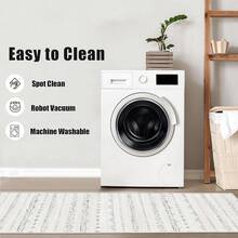 5x8 Washable Area Rug With Non-Slip Backing, Soft Low Pile Indoor Floor Carpet, Neutral Light Brown, Boho Moroccan Style Living Room, Bedroom, Dining Room - 淺灰色 - 查看 3