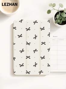 1pc Caparol Polka Dot Bow Print Pattern Flat Tablet Protective Case, Compatible With IPad 10.2 Inch, IPad Pro 11 2021/2020/10th Gen, IPad Mini 4/5/6, Galaxy Tab A8 10.5 Inch 2022, Matepad 10.4/Tab, With Pencil Slot, Anti-Drop, Tablet Stand Protective Cover