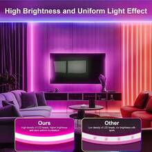 GCTECHING 1 Pc 2M LED RGB Rainbow Neon Light Strip Set USB 24 Key Music Bluetooth TV Background Wall Self-Adhesive Atmosphere Light Strip Suitable For Living Room Bedroom Outdoor Balcony Game Room (Remote Control Without Battery)