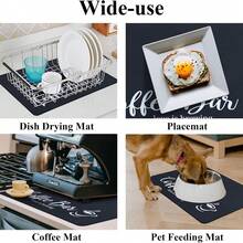 Large Coffee Mat 2-Pack  Absorbent Non Slip Mats For Countertop Bar Accessories Heat Resistant - Black - View 5