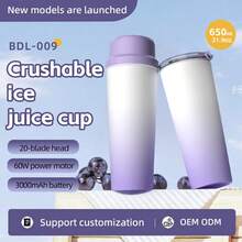 650ml Large Capacity Wireless Portable Electric Juicer, Hot And Cold Multi-Function, 20-Blade Powerful Ice Crusher, USB Rechargeable Double Cup, Long Term Heat Preservation - Multicolor - View 11