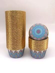Cakegiugiu Set , 25/50/100 Bohemian Style Cupcakes With Lids, Disposable Muffin Cups With Lids, Heat Resistant Baking Cups,Glossy Cupcake Liners, Muffin Molds, Baking Tools, Curled Edge Cake Cups,Cake Holder, Perfect For Wedding And Birthday Parties - Multicolor - View 21
