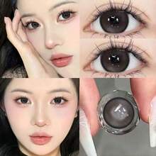 Un par de lentes de contacto de colores nuevos lentes de contacto delgados de 14.5 mm de diámetro grande desechables anuales con pinzas y clips colores aleatorios Halloween lentes de contacto color disfraz maquillaje fiesta temática accesorios - Multicolor - Ver 6