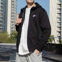 Nike Men's Jacket, New 2026 Autumn Collection, Training, Workout, Casual, Minimalist, Small Logo, Hooded, BV2649-010 - Black - View 3