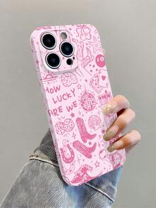 1个极简西式海洋元素蝴蝶结樱桃台球扑克标语图案穿孔亮面硬壳手机壳，兼容 11/12/13/14/15/16 Pro Max，防水防震防摔防刮，国际版，非国内版 - 彩色 - 查看 3