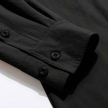Men's Shirt With Multiple Pockets, Quick-Drying And Breathable, Suitable For Outdoor Hiking And Mountaineering; Simple Solid-Color Men's Shirts, Suitable For Spring, Summer, And Autumn Wear. - Negro - Ver 6