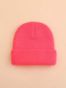 1pc Baby Solid Color Knitted Hat, Fashionable Casual Warm Knitted Cap, Adjustable Suitable For Baby Boys And Girls In Autumn/Winter - Multicolor - View 5