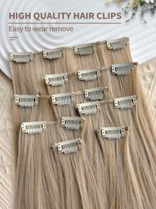 Clip In Hair Extensions Blonde Color 7 PCS Set 24 Inch Long Straight Hair Extension For Women Full Head Synthetic Hair Extensions Hairpieces
