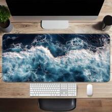 Extra große Mausunterlage mit Meereswellen-Motiv, Gaming Schreibtischunterlage, große Tastaturunterlage, waschbar, Gummiboden rutschfest, umsäumter Rand, Geschenk Mausunterlage, Schreibtischschutz, Schreibtischunterlage, in verschiedenen Größen erhältlich, Computertastaturunterlage, Laptopunterlage, für Schulbedarf, Rückkehr zur Schule