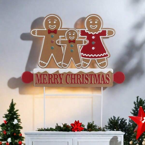 1 Piece Of Holiday Christmas Gingerbread For Family Decoration, No Need For Electricity, Suitable For Multifunctional Outdoor Decoration In Courtyards, Terraces, And Potted Plants, Fun Outdoor Holiday Decorations>Suitable For Christmas And Holiday Decoration
