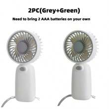1 pieza Mini ventilador portátil a batería para volver al colegio, funciona con 2 pilas AAA (no incluidas), viene con cordón