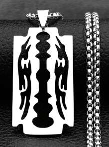 Stainless Steel Geometric Pendant Long Necklace, Unisex Punk Style Fashion Jewelry - Multicolor - View 9